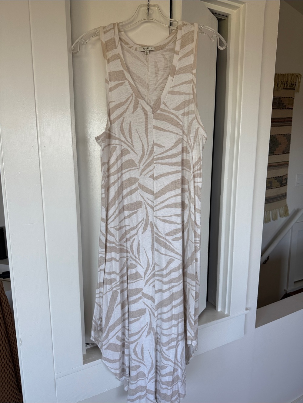 Z Supply Cream and White Zebra-Print tank dress